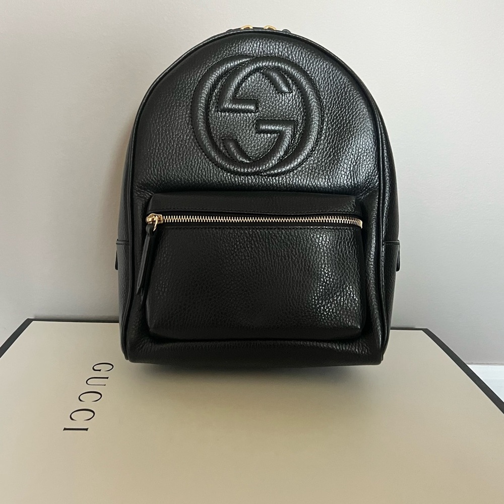 Gucci Black Soho Leather Chain Backpack